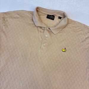 Amen Corner Masters Polo Shirt Mens XXL Tan Checkered Cotton Golf Short Sleeve